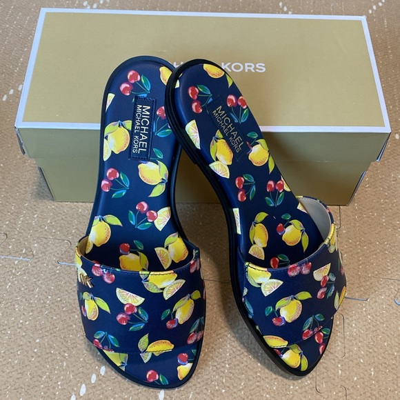 Michael Kors Deanna Sequined Fruit Print Slide Sandal - Picture 8 of 9